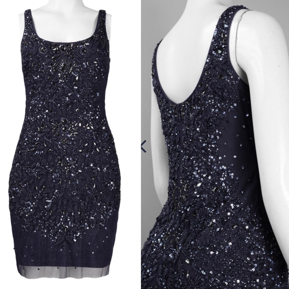 Adrianna Papell Scoop neck sequin sheath cocktail dress - Picture 3 of 14